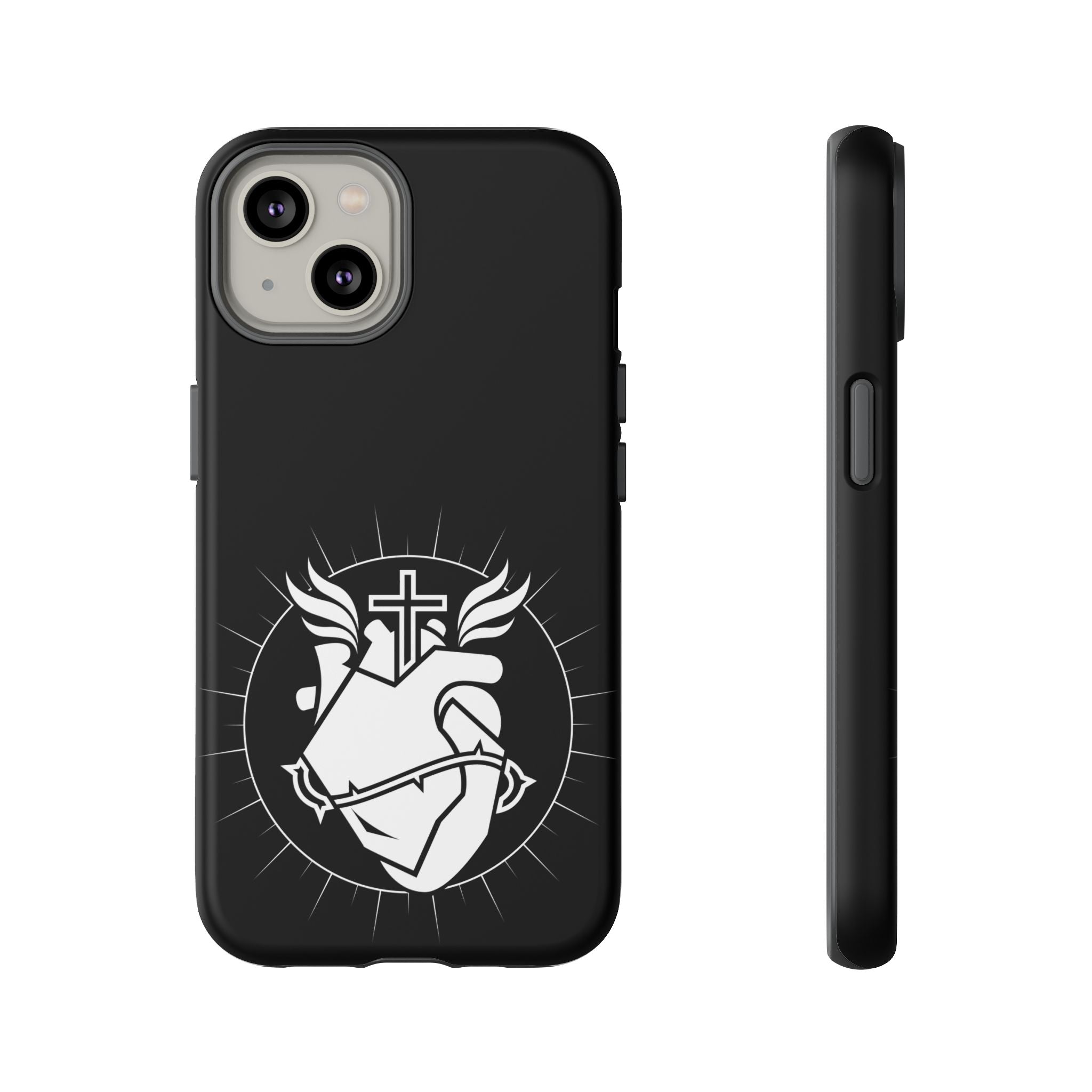 Sacred Heart Cross Phone Case — Faith-Inspired Christian Armor for iPhone
