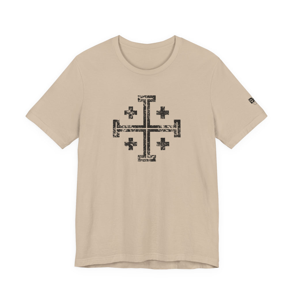Jerusalem Cross T‑Shirt — Distressed Christian Cross Graphic Tee