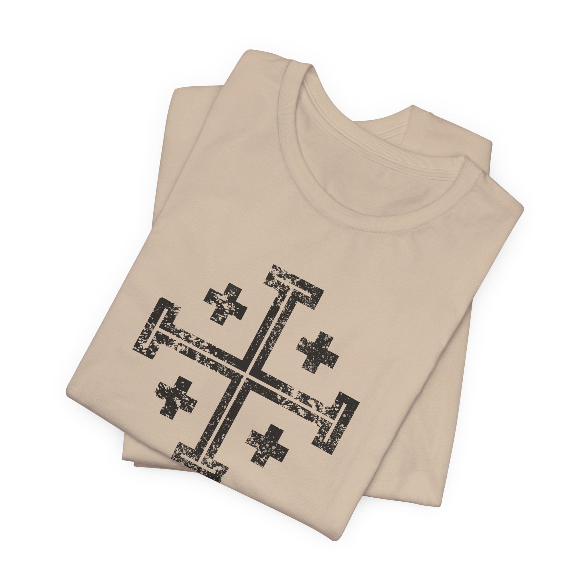 Jerusalem Cross T‑Shirt — Distressed Christian Cross Graphic Tee