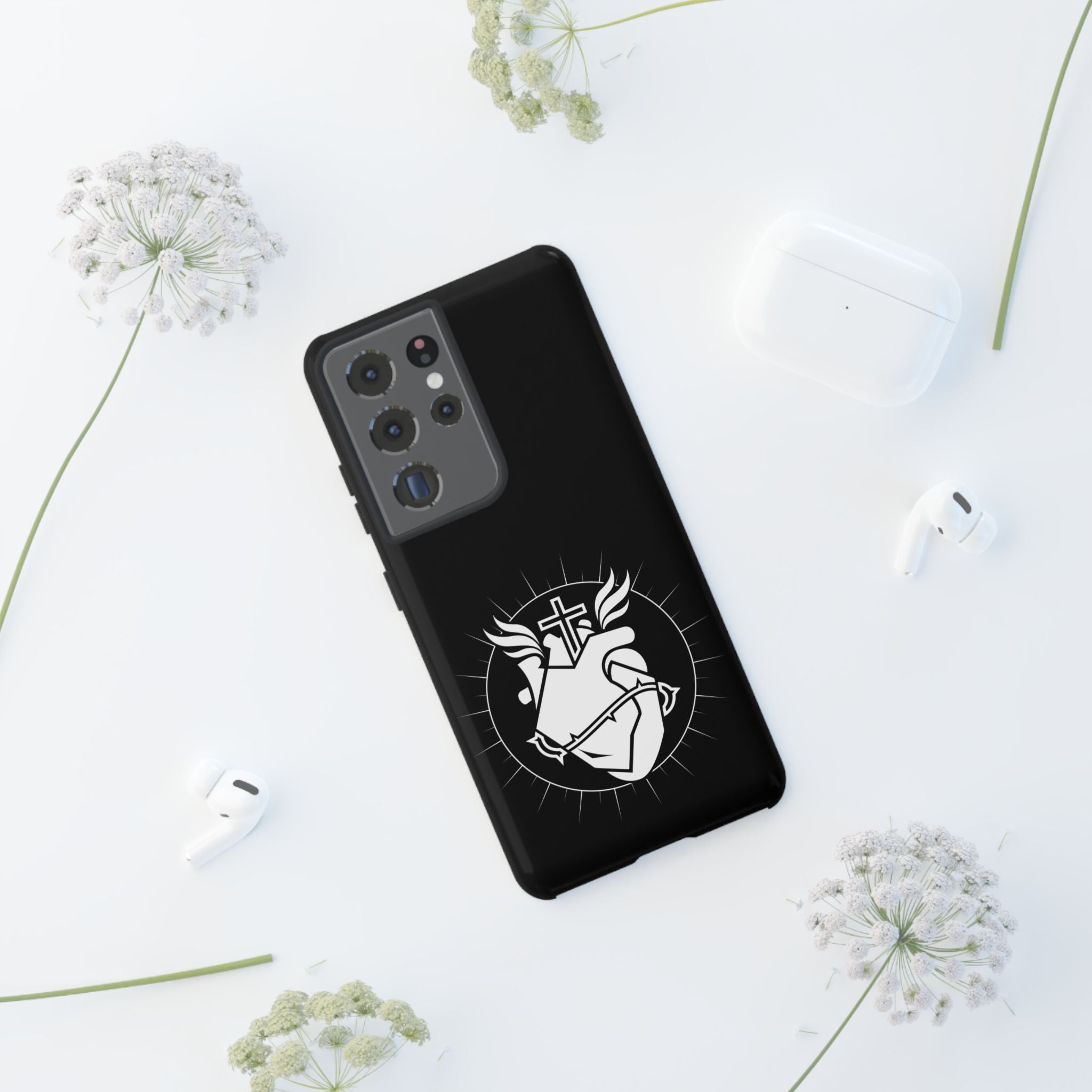 Sacred Heart Cross Phone Case — Faith-Inspired Christian Armor for iPhone