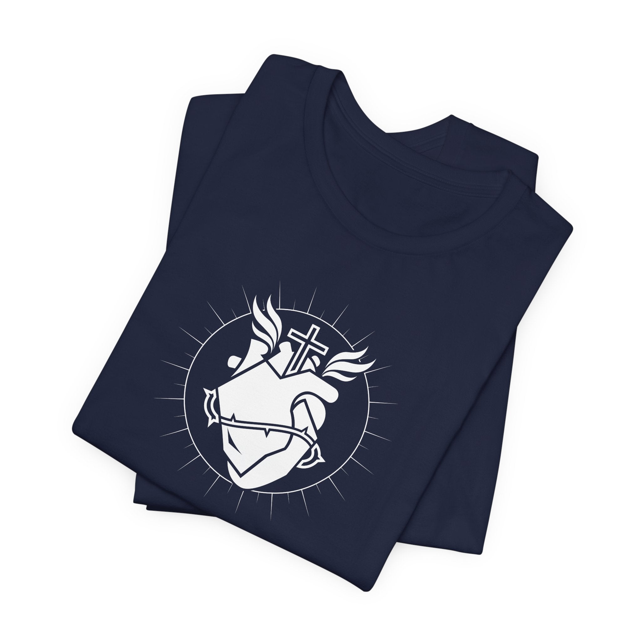 Sacred Heart Tee — Christian Cross & Heart Graphic Shirt