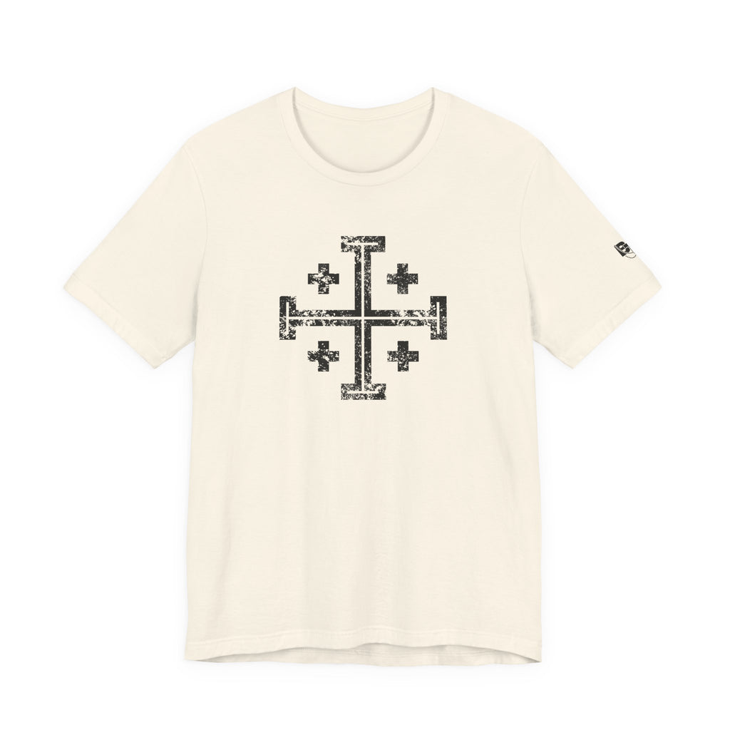 Jerusalem Cross T‑Shirt — Distressed Christian Cross Graphic Tee