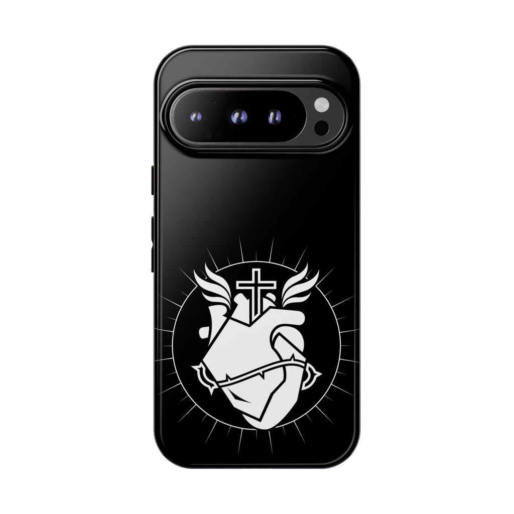 Sacred Heart Cross Phone Case — Faith-Inspired Christian Armor for iPhone