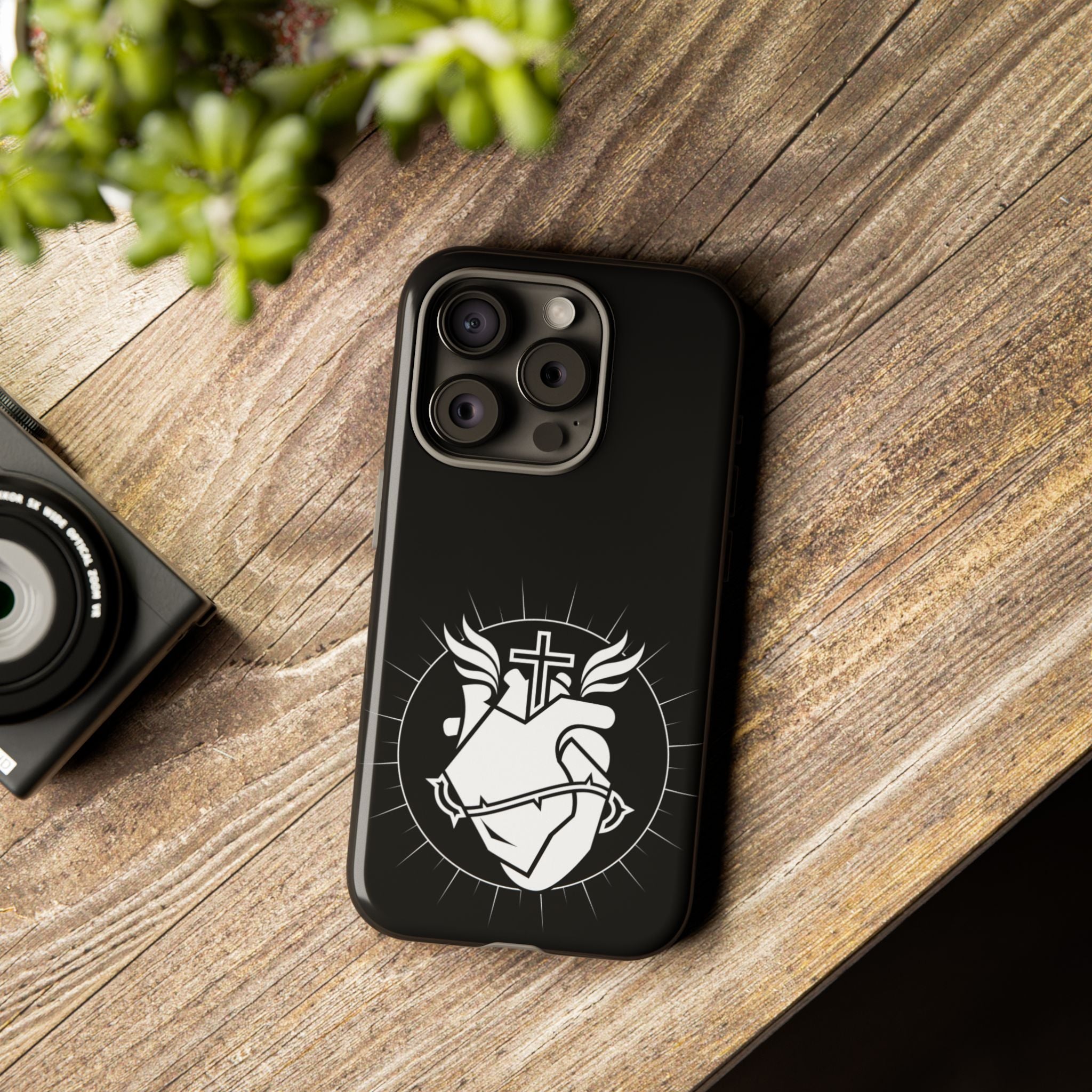 Sacred Heart Cross Phone Case — Faith-Inspired Christian Armor for iPhone