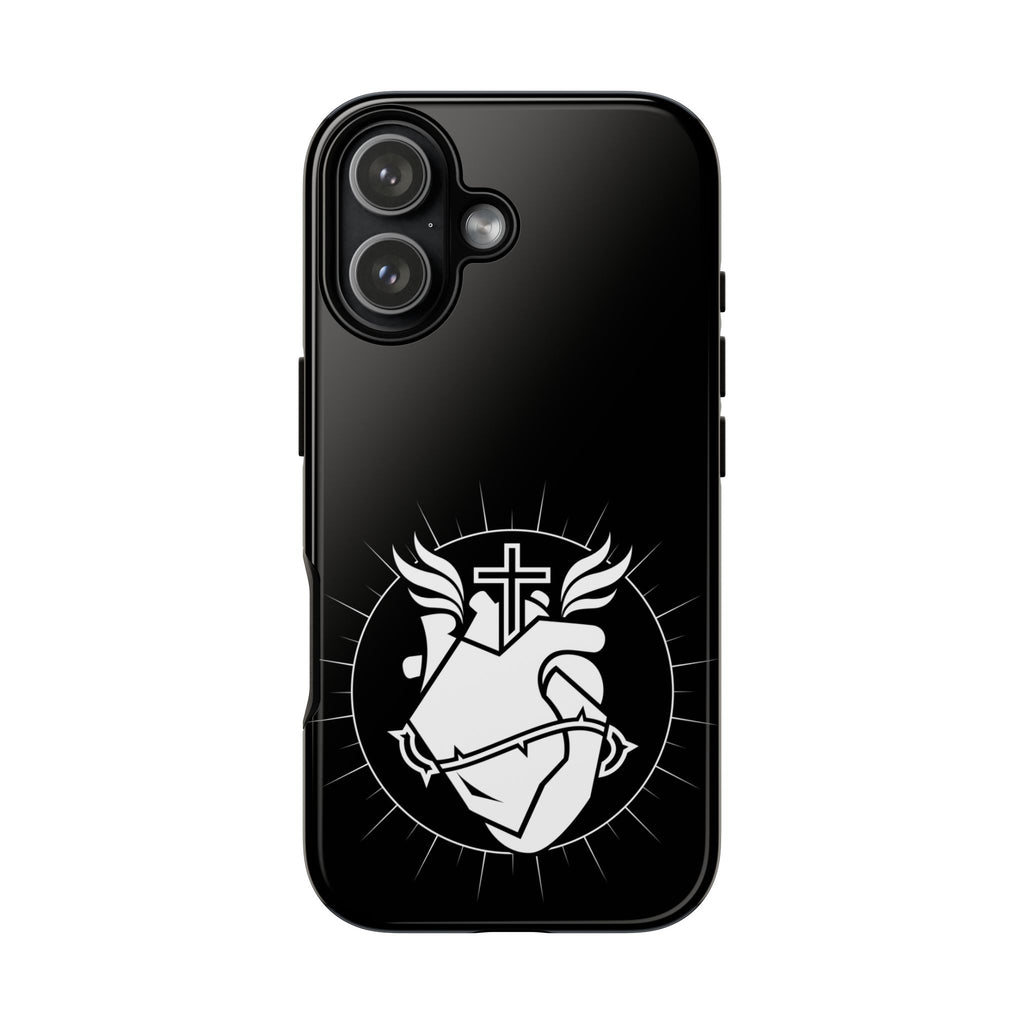 Sacred Heart Cross Phone Case — Faith-Inspired Christian Armor for iPhone