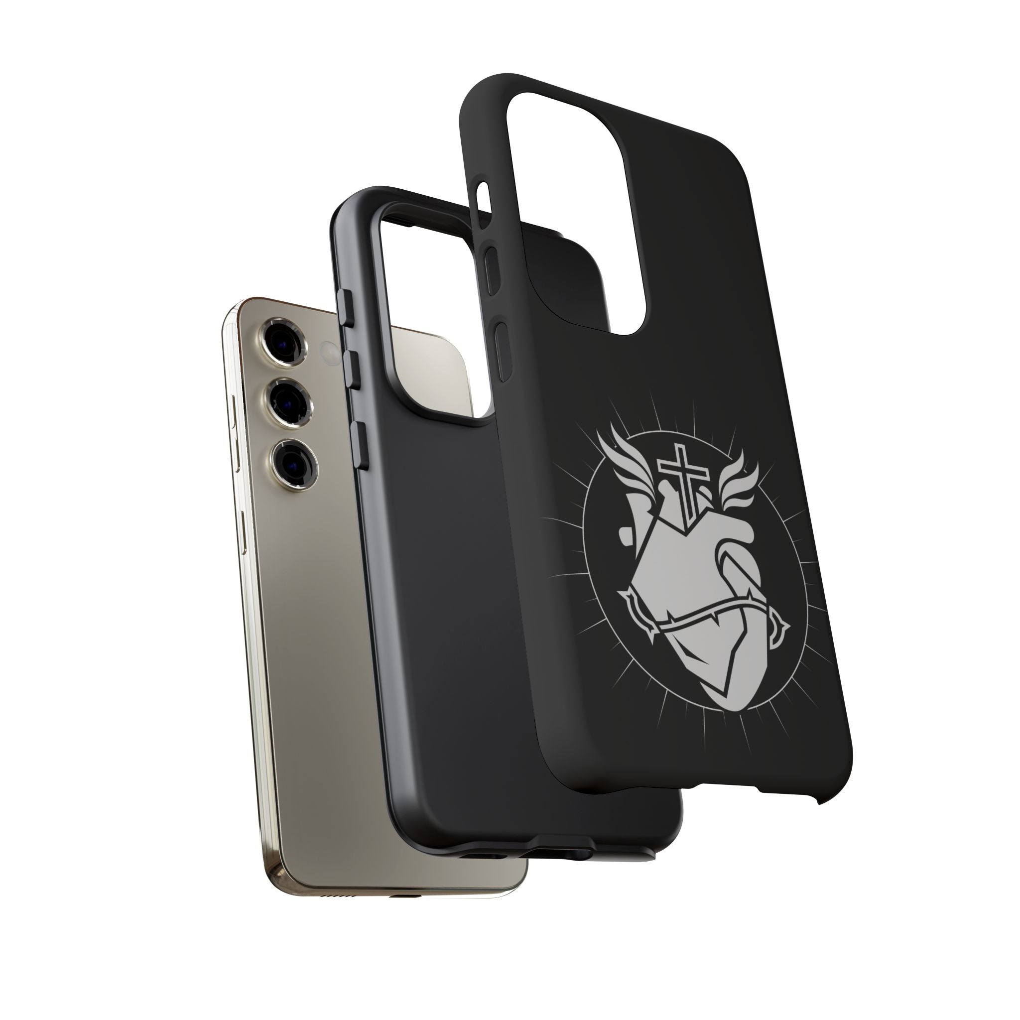 Sacred Heart Cross Phone Case — Faith-Inspired Christian Armor for iPhone