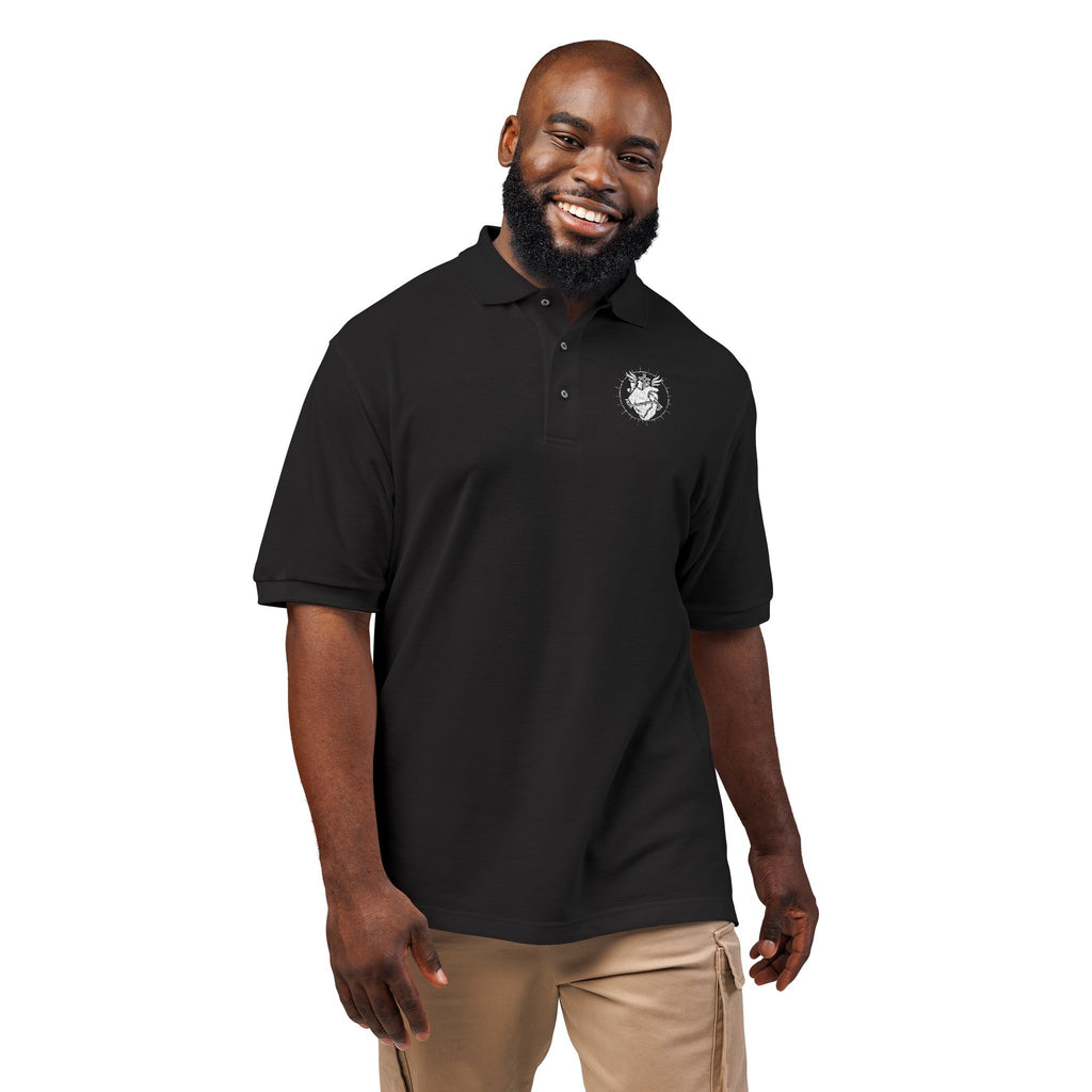 Embroidered Heart Crest Polo Shirt — Subtle White Chest Logo
