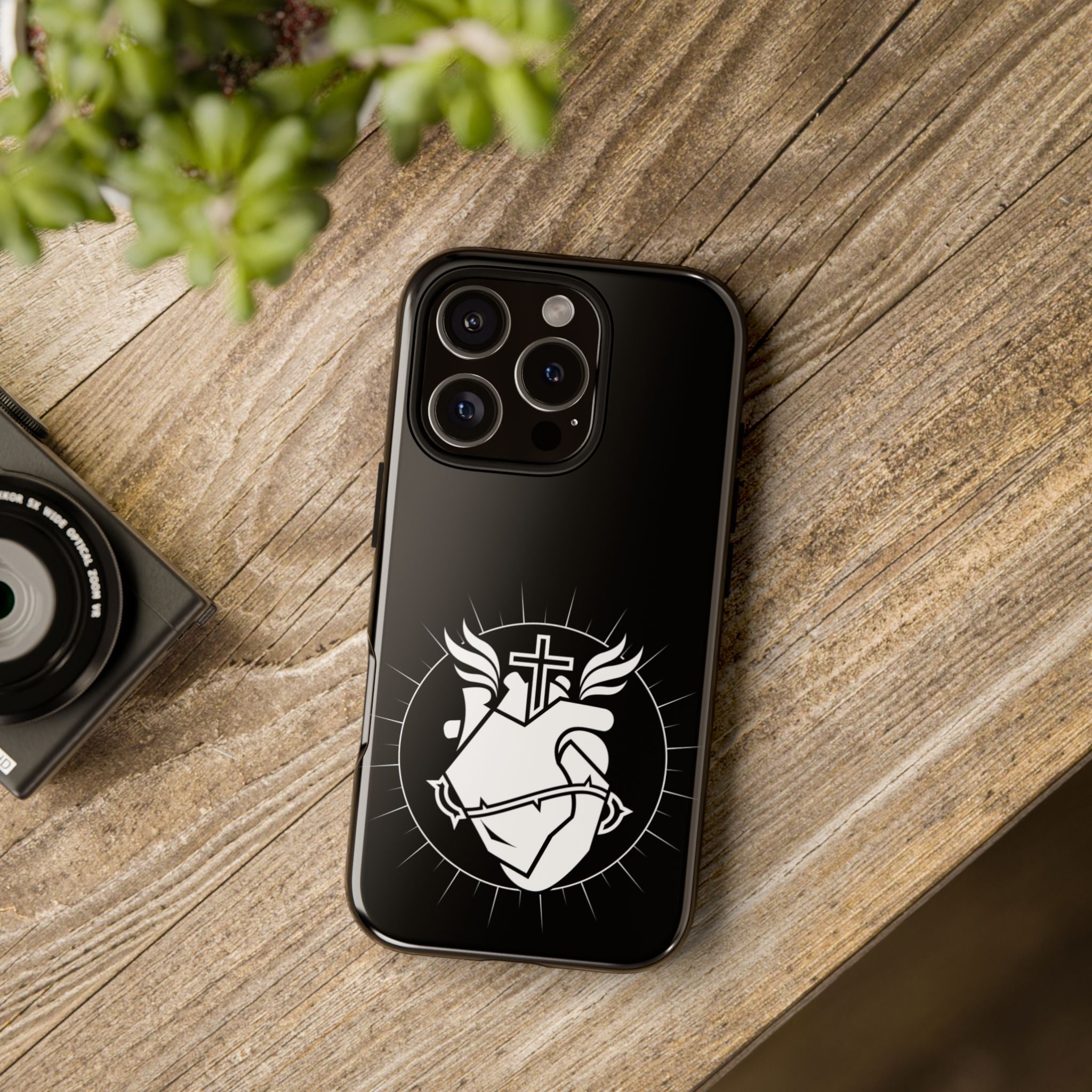 Sacred Heart Cross Phone Case — Faith-Inspired Christian Armor for iPhone