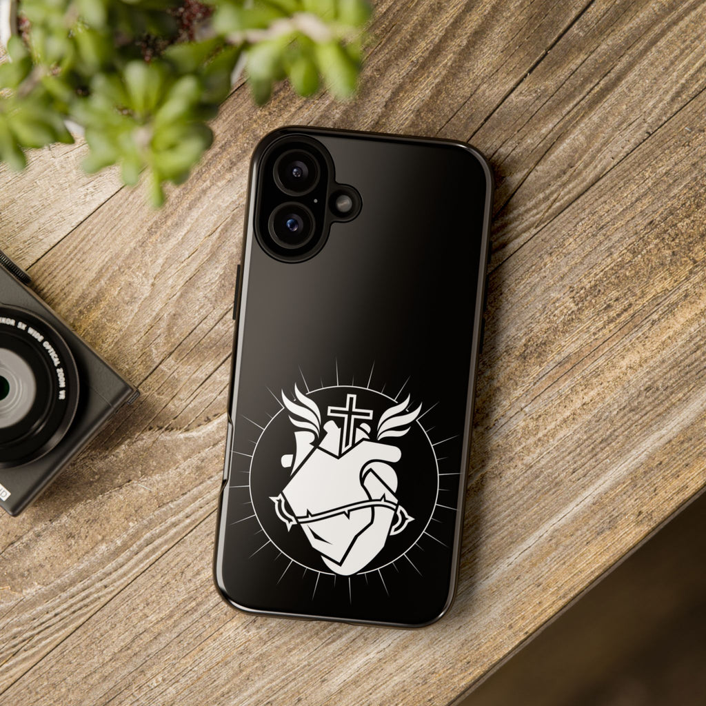 Sacred Heart Cross Phone Case — Faith-Inspired Christian Armor for iPhone