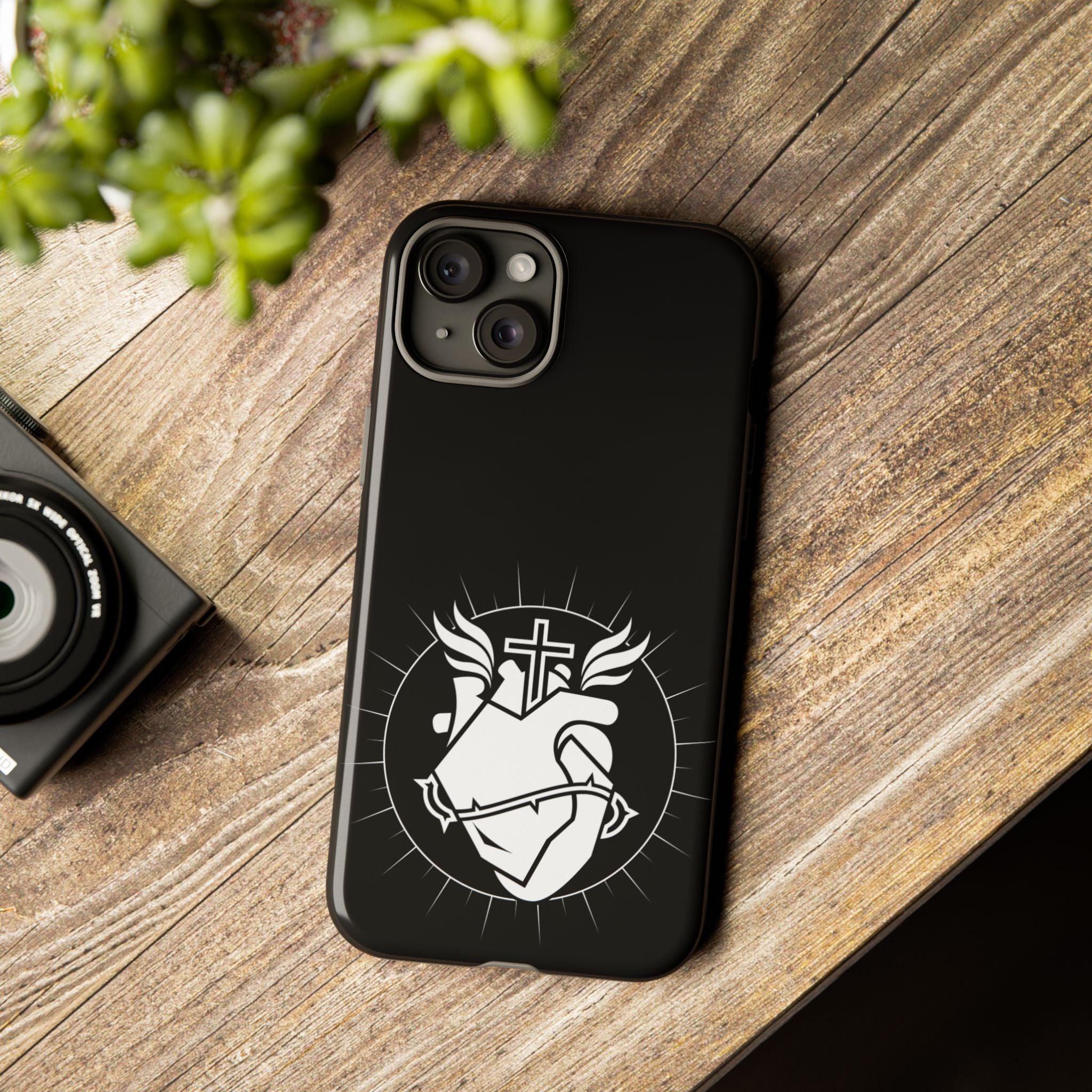 Sacred Heart Cross Phone Case — Faith-Inspired Christian Armor for iPhone