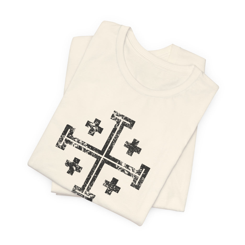 Jerusalem Cross T‑Shirt — Distressed Christian Cross Graphic Tee