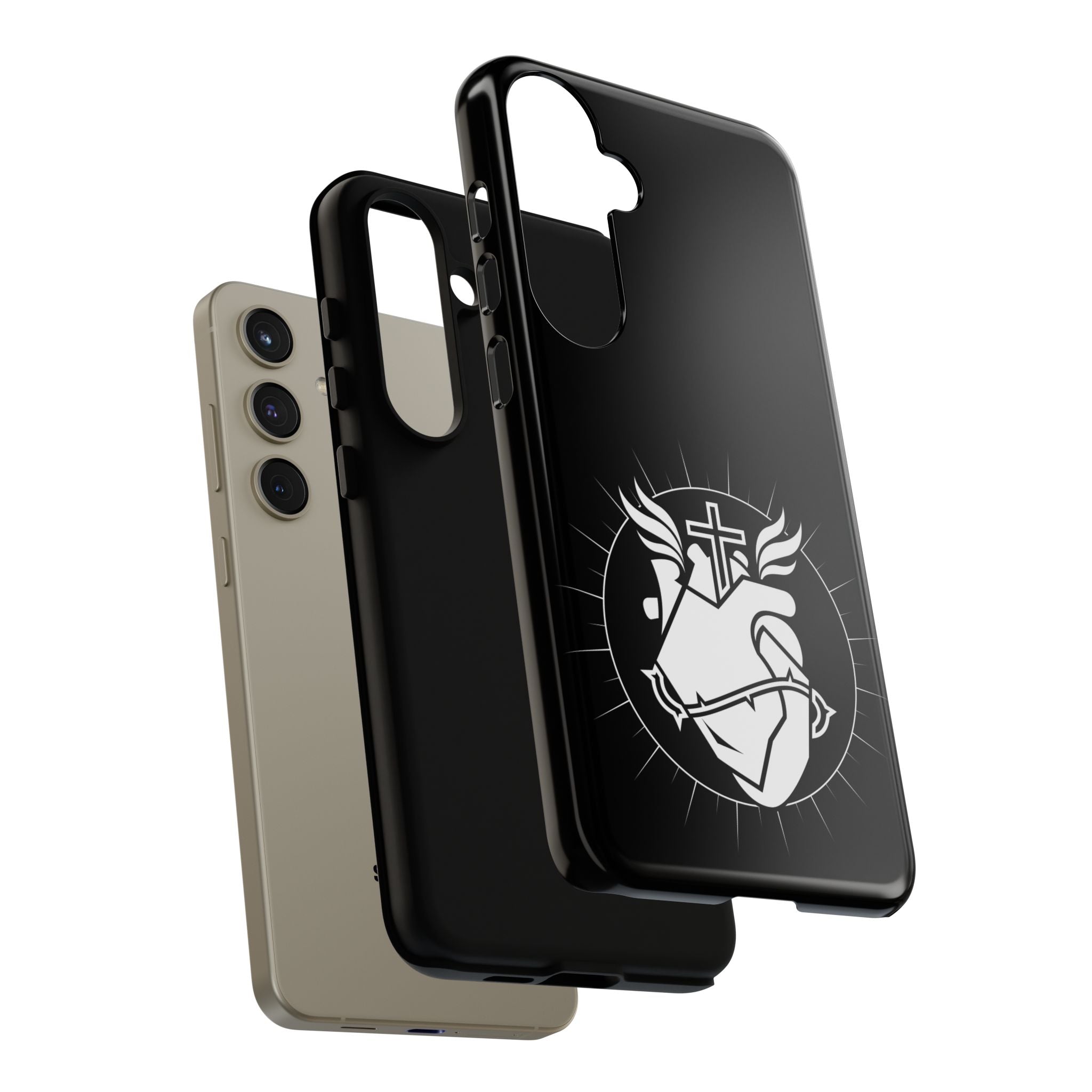Sacred Heart Cross Phone Case — Faith-Inspired Christian Armor for iPhone
