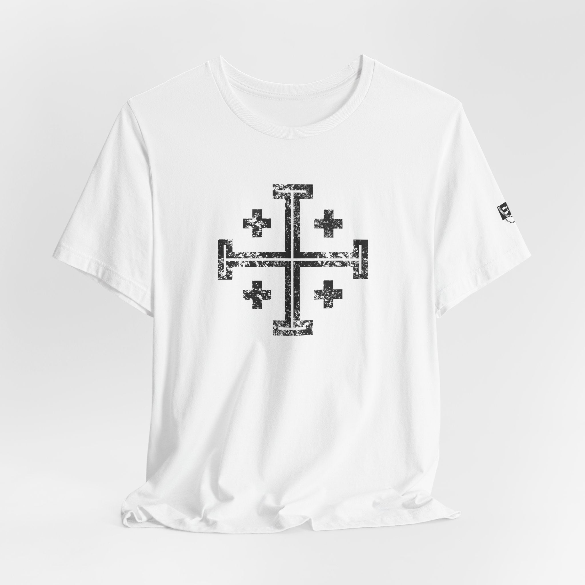 Jerusalem Cross T‑Shirt — Distressed Christian Cross Graphic Tee
