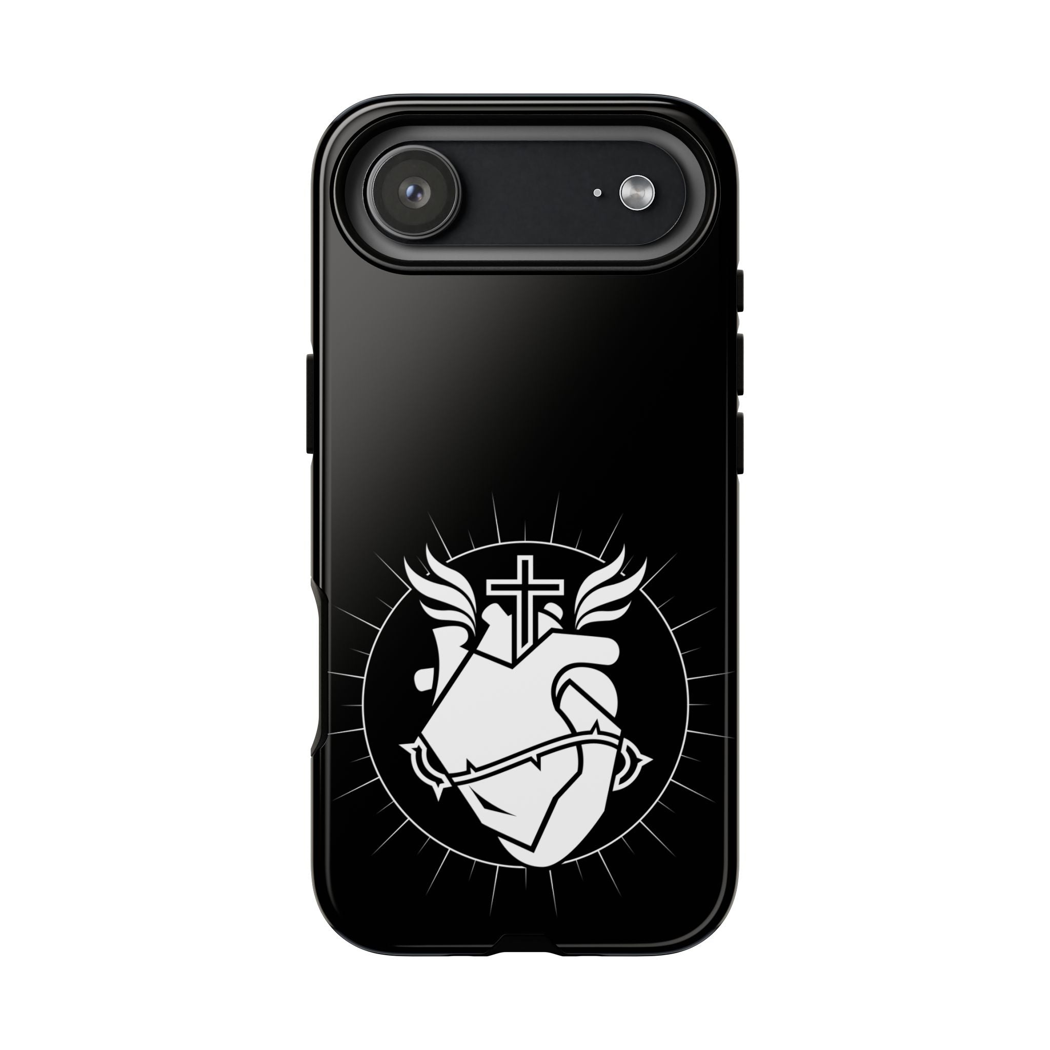 Sacred Heart Cross Phone Case — Faith-Inspired Christian Armor for iPhone