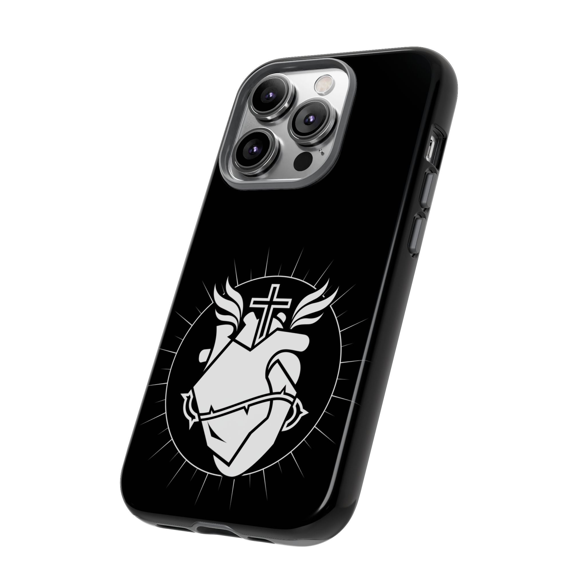 Sacred Heart Cross Phone Case — Faith-Inspired Christian Armor for iPhone