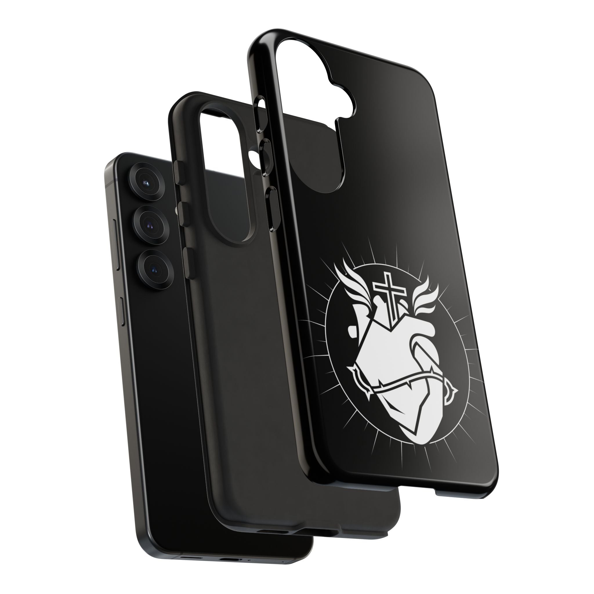 Sacred Heart Cross Phone Case — Faith-Inspired Christian Armor for iPhone