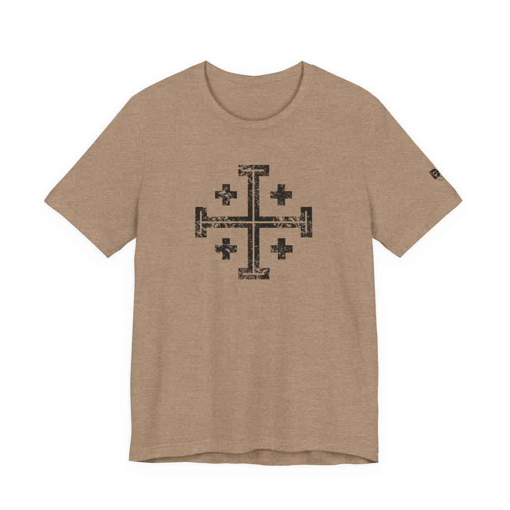 Jerusalem Cross T‑Shirt — Distressed Christian Cross Graphic Tee