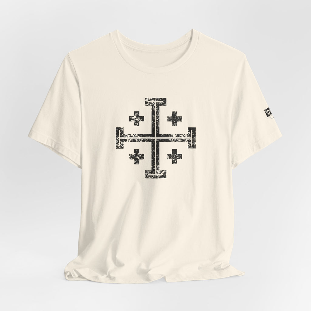 Jerusalem Cross T‑Shirt — Distressed Christian Cross Graphic Tee