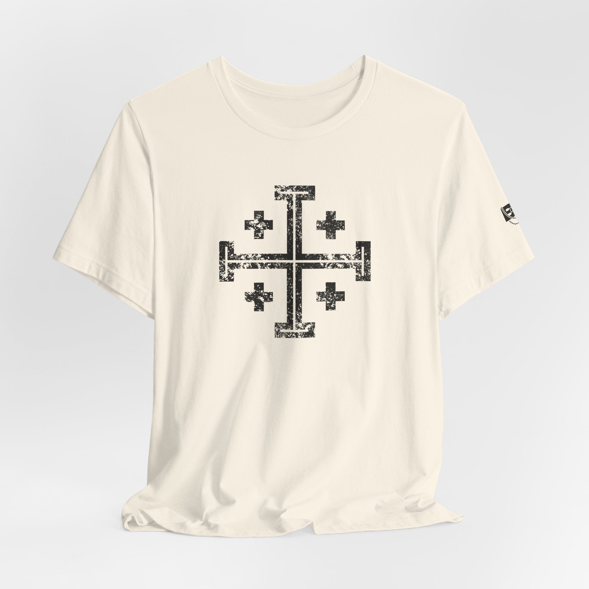 Jerusalem Cross T‑Shirt — Distressed Christian Cross Graphic Tee