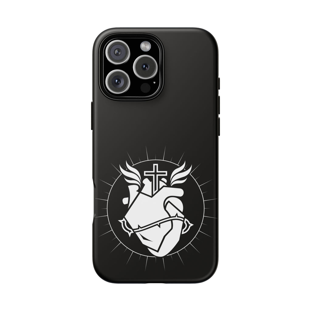 Sacred Heart Cross Phone Case — Faith-Inspired Christian Armor for iPhone