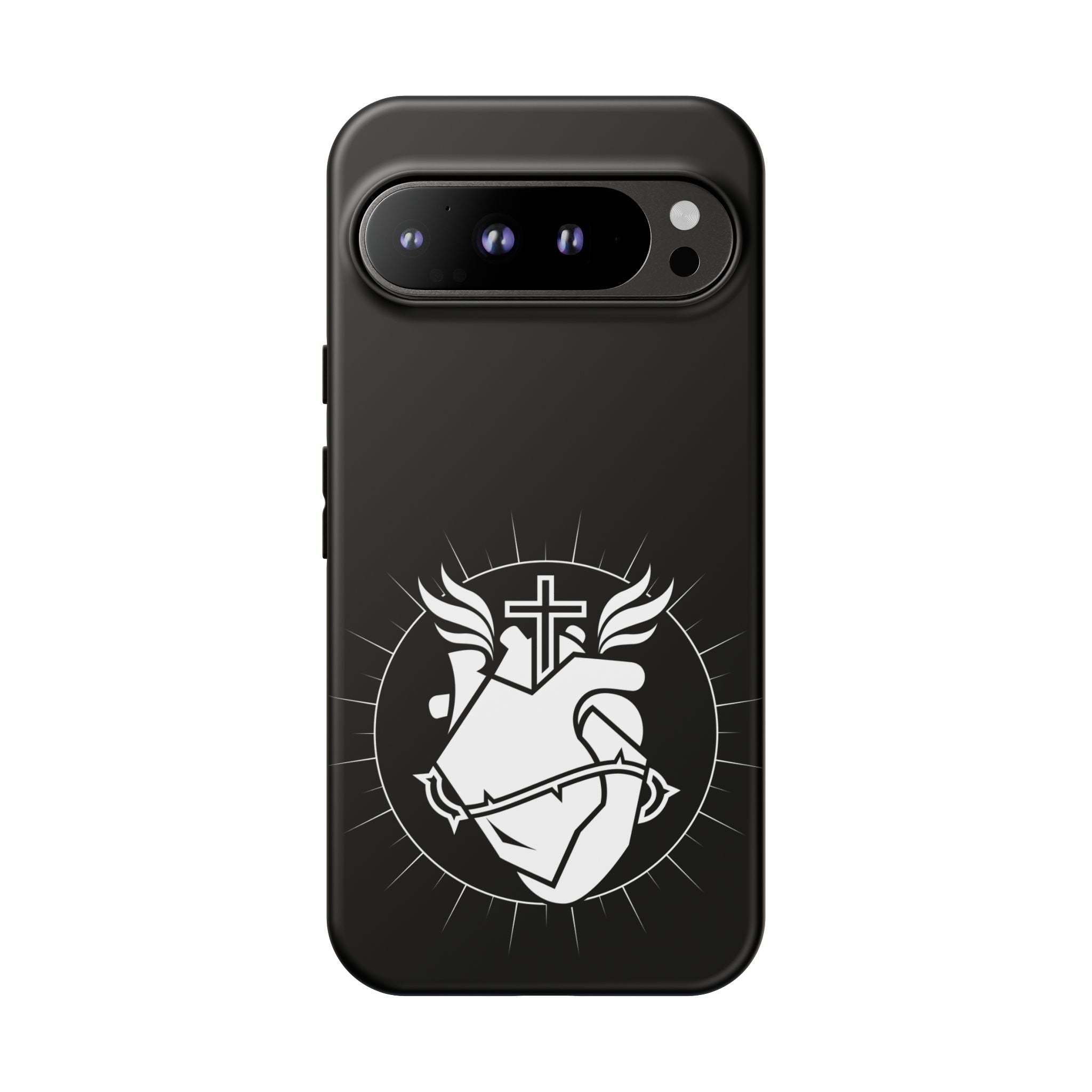 Sacred Heart Cross Phone Case — Faith-Inspired Christian Armor for iPhone