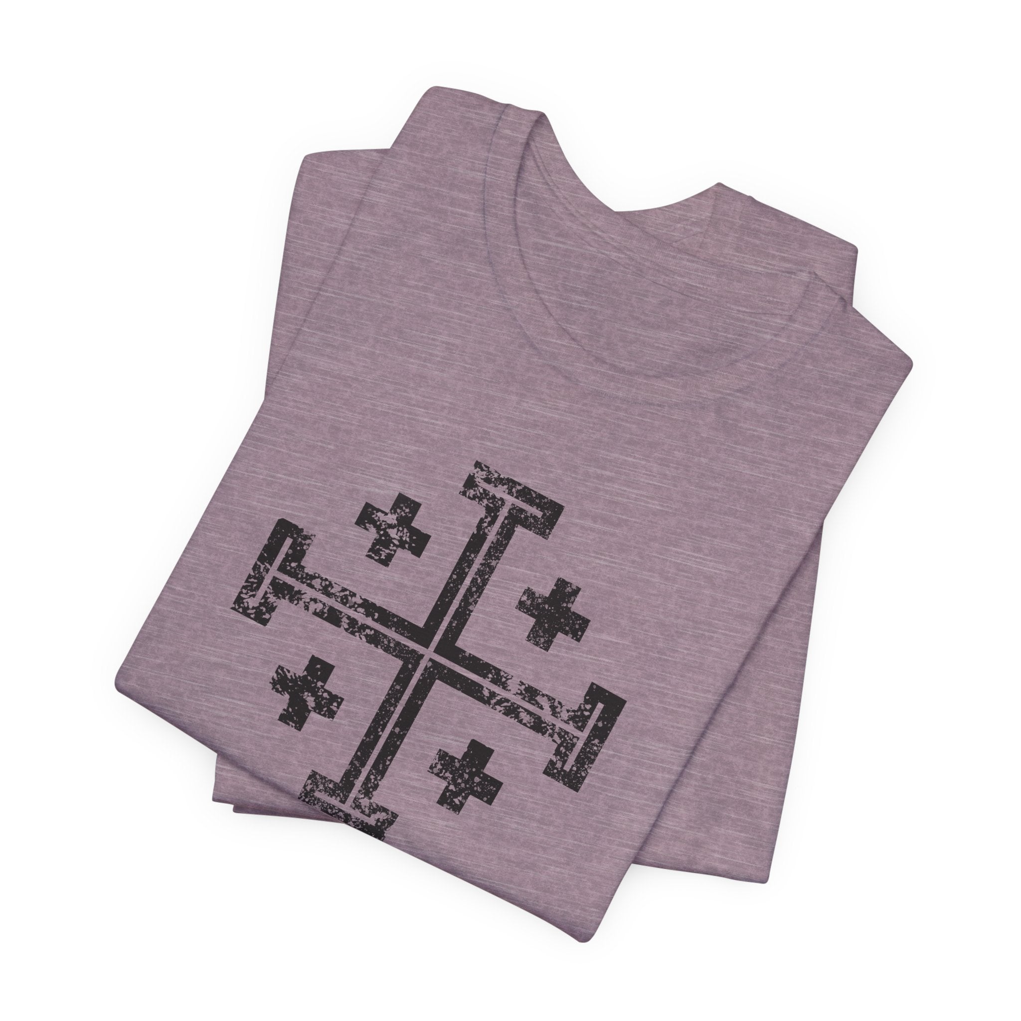 Jerusalem Cross T‑Shirt — Distressed Christian Cross Graphic Tee