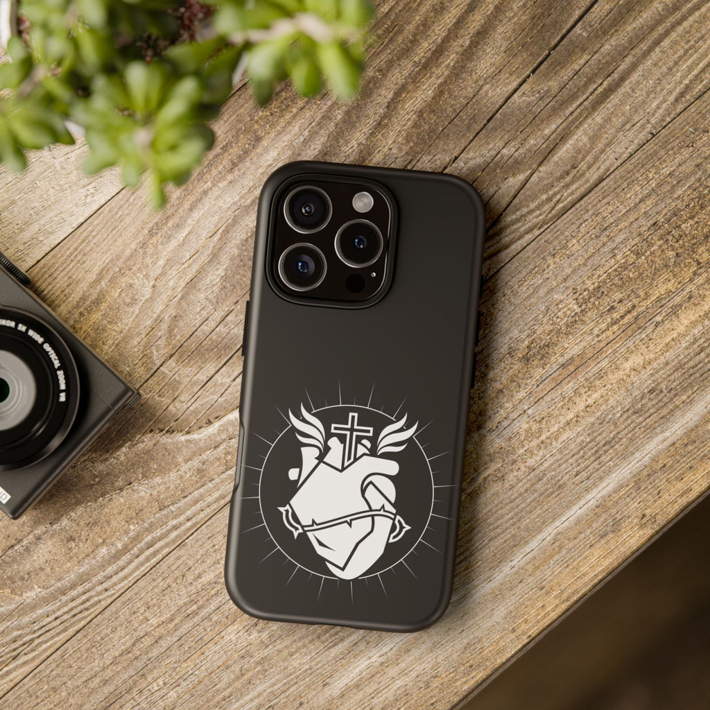 Sacred Heart Cross Phone Case — Faith-Inspired Christian Armor for iPhone