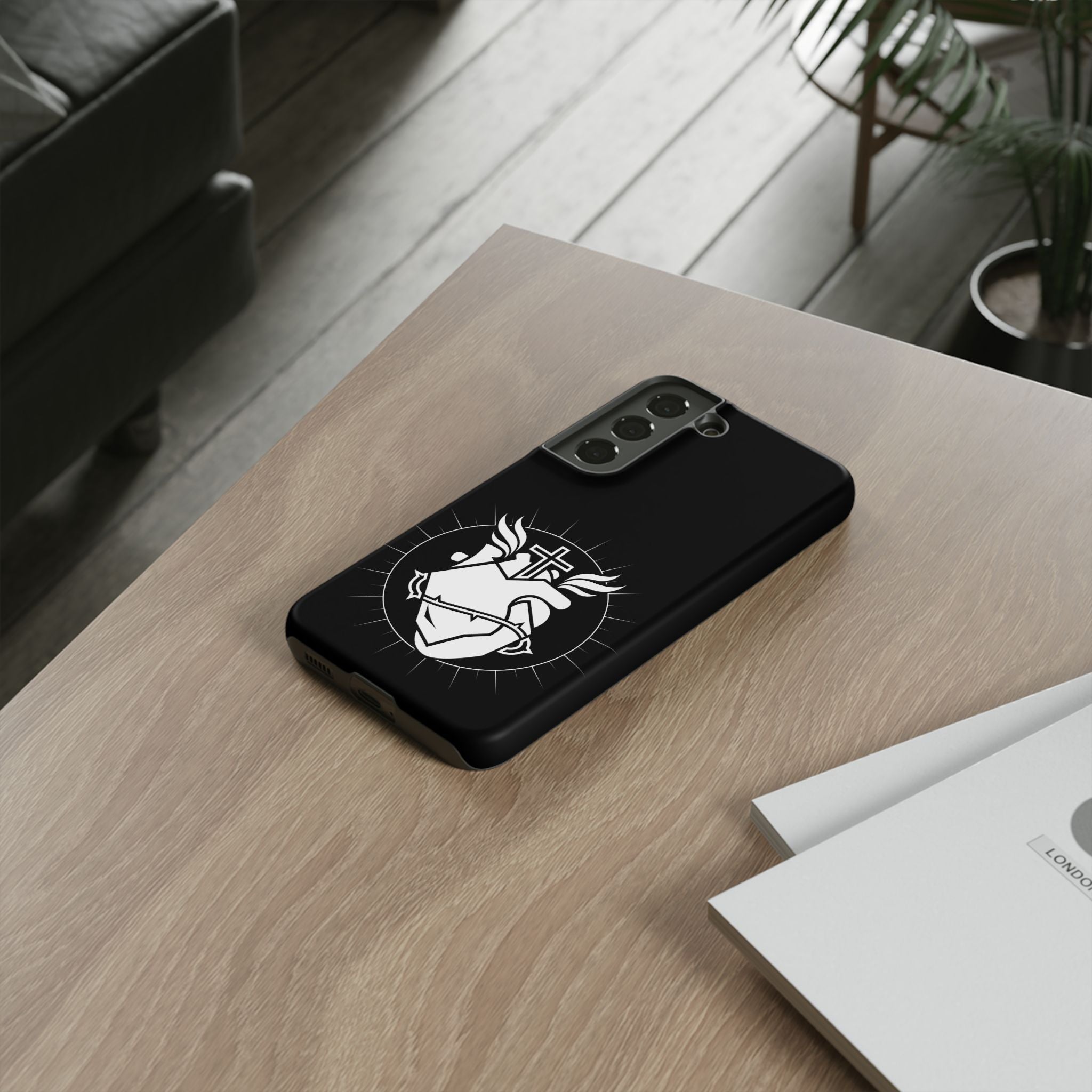 Sacred Heart Cross Phone Case — Faith-Inspired Christian Armor for iPhone